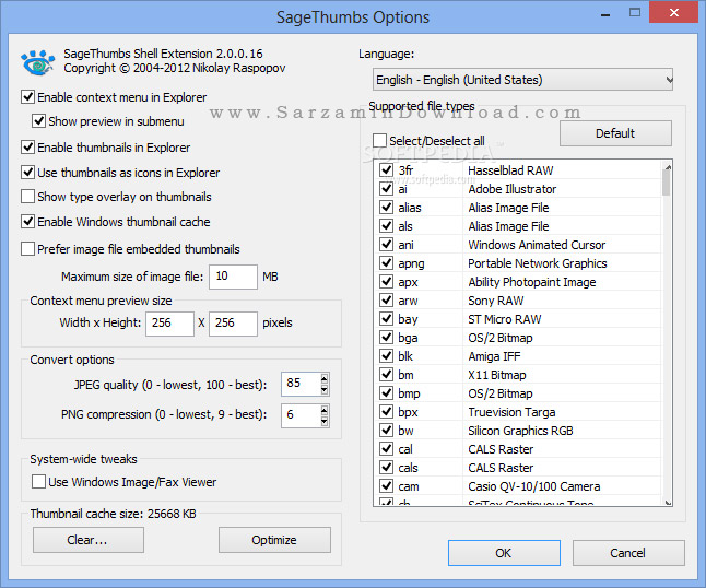 نرم افزار نمایش و تبدیل فایل های تصویری (برای ویندوز) - SageThumbs 2 Windows