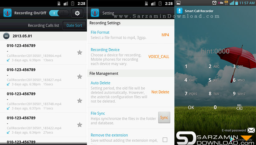 نرم افزار ضبط خودکار مکالمات (برای اندروید) -  Smart Auto Call Recorder 1.1.11 Android