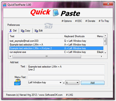 نرم افزار ایجاد کلید میانبر برای تایپ سریع (برای ویندوز) - QuickTextPaste 5.25 Windows