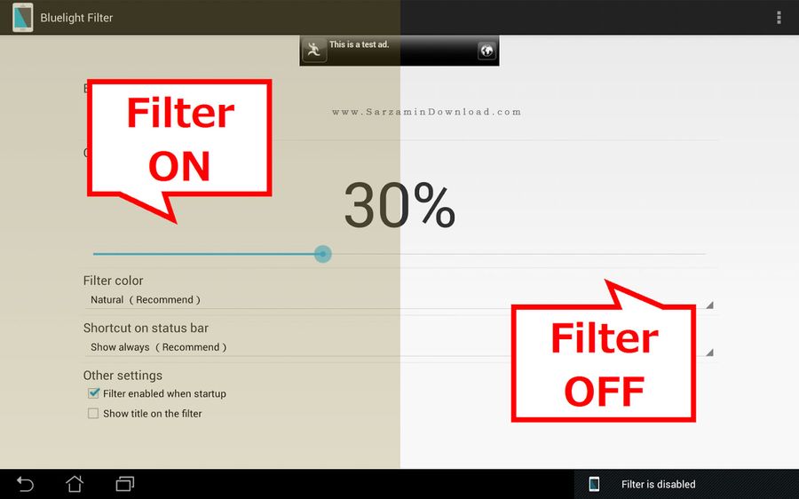 نرم افزار کاهش نور آبی (برای اندروید) - Bluelight Filter 1.923 Android